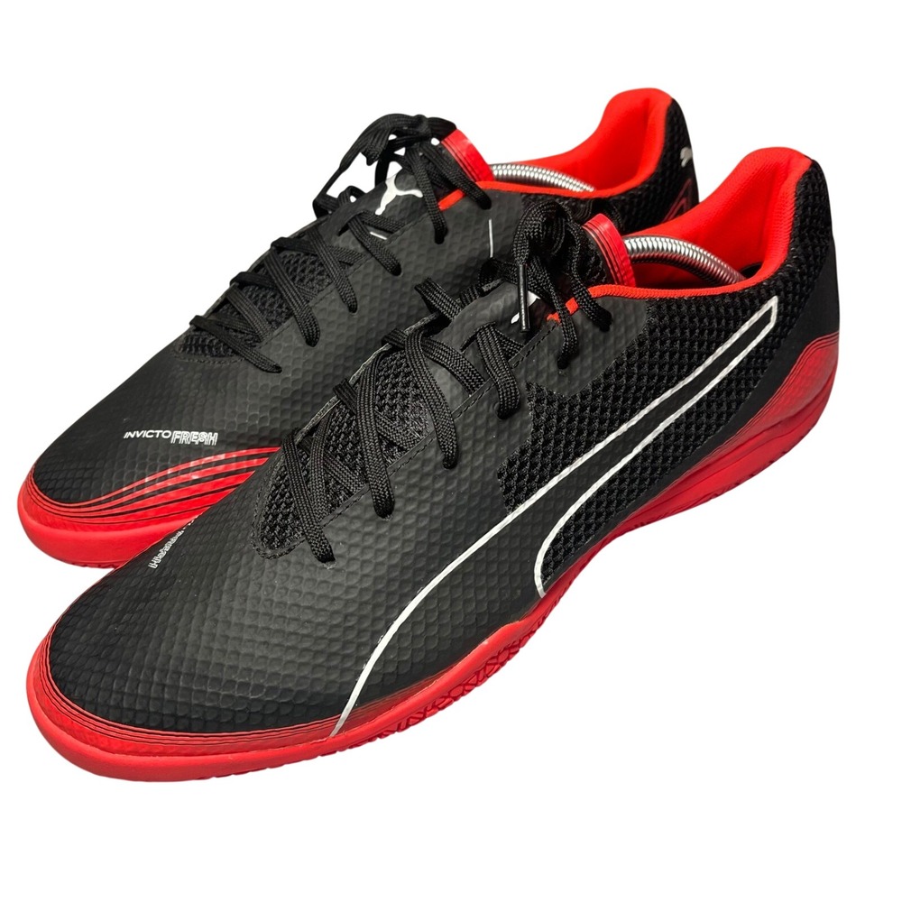 Puma Invicto Fresh‎ 12 Mens Indoor Soccer Shoes Black White Red Blast 103631-05